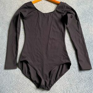 XL Black leotard, long sleeve, scoop neck, Worn once